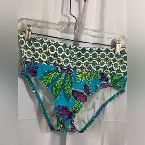 Next Womens Swimsuit Bikini Bottom Separates Turquoise Multi Floral Print Tea S.